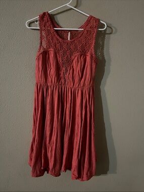 Free People Coral Crochet Yoke Maxi Dress